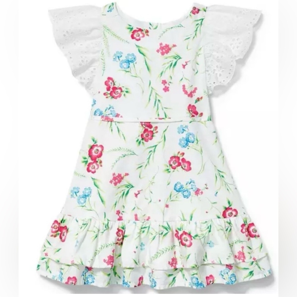 Janie & Jack White Eyelet Sleeve Floral Dress size 2T